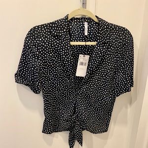 NWT! Mango polkadot front tie top